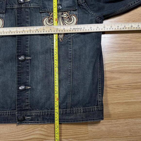 Affliction Denim Jacket Fleur Filigree Mens XL - Picture 4 of 6